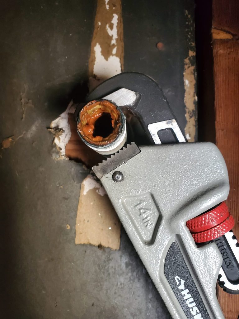 old corroded galvanized pipe