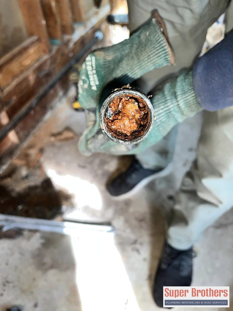 Clogged Galvanized water pipe