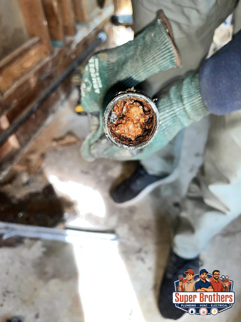 Clogged Galvanized water pipe