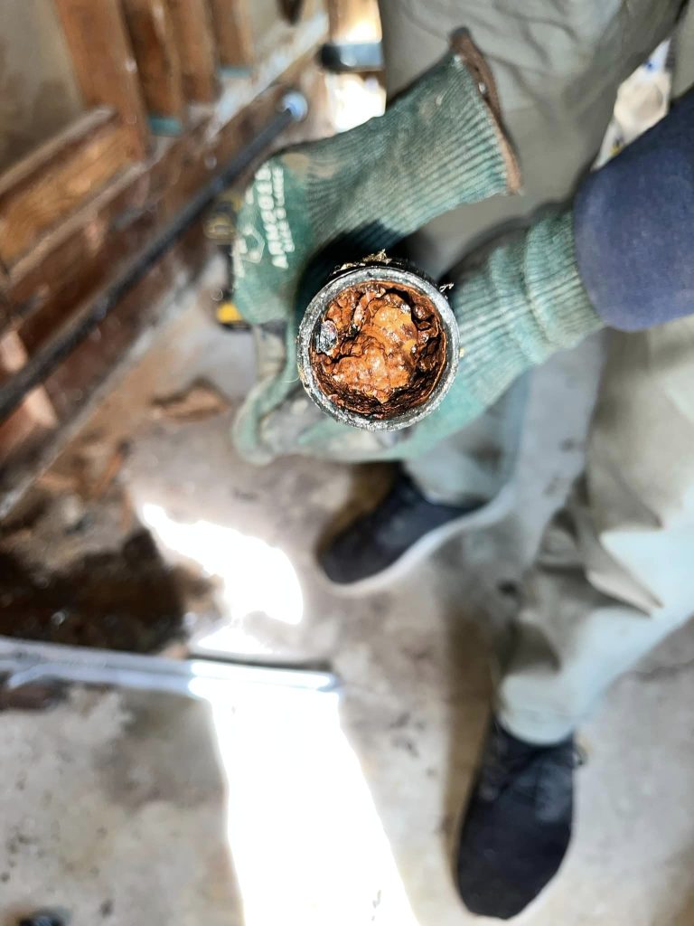 Clogged Galvanized water pipe