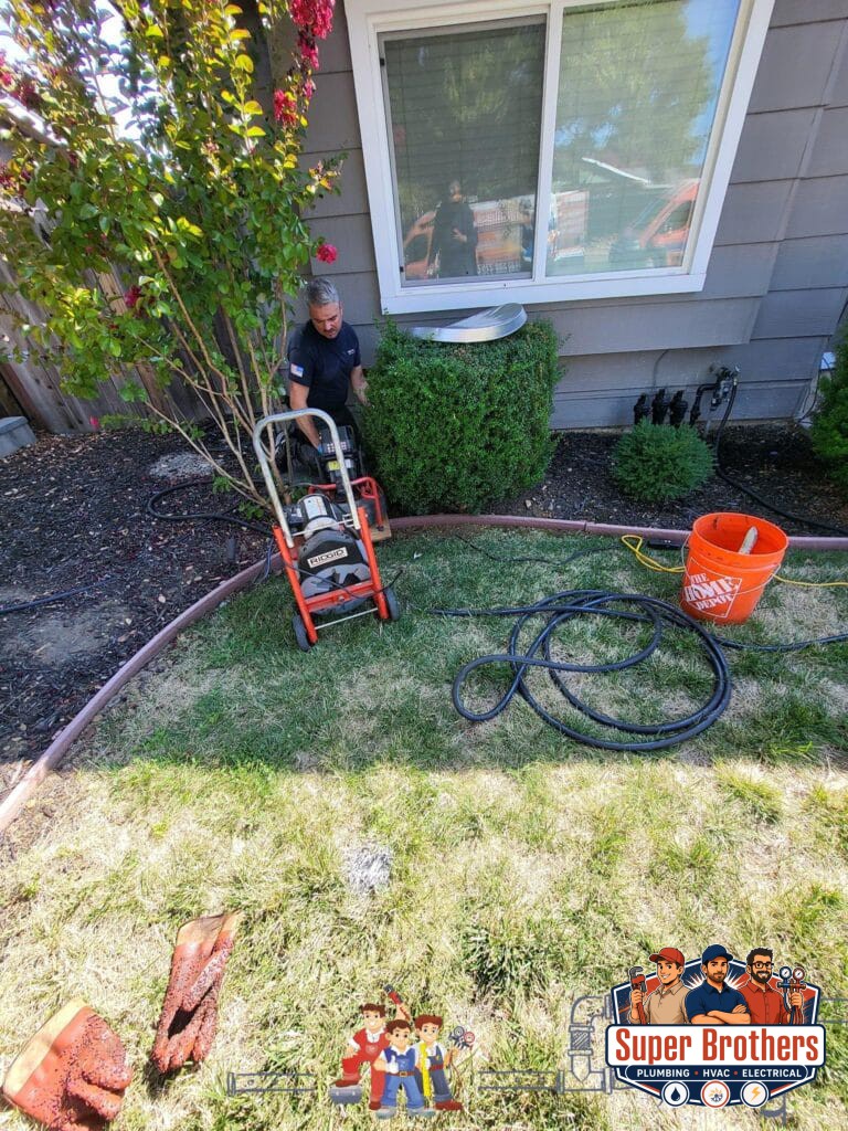 unclogging drain line