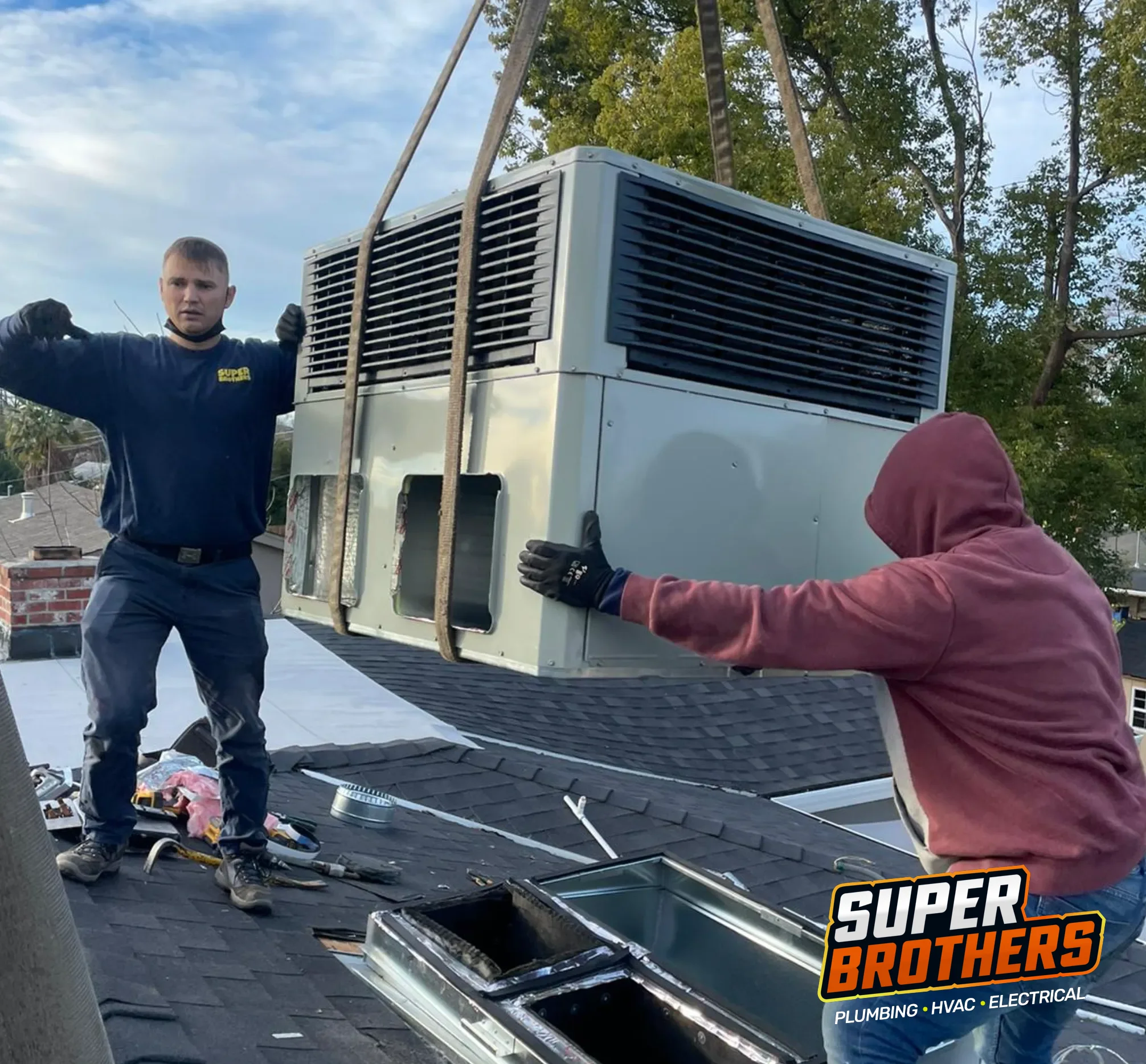 HVAC technician reviewing AC installation in Sacramento