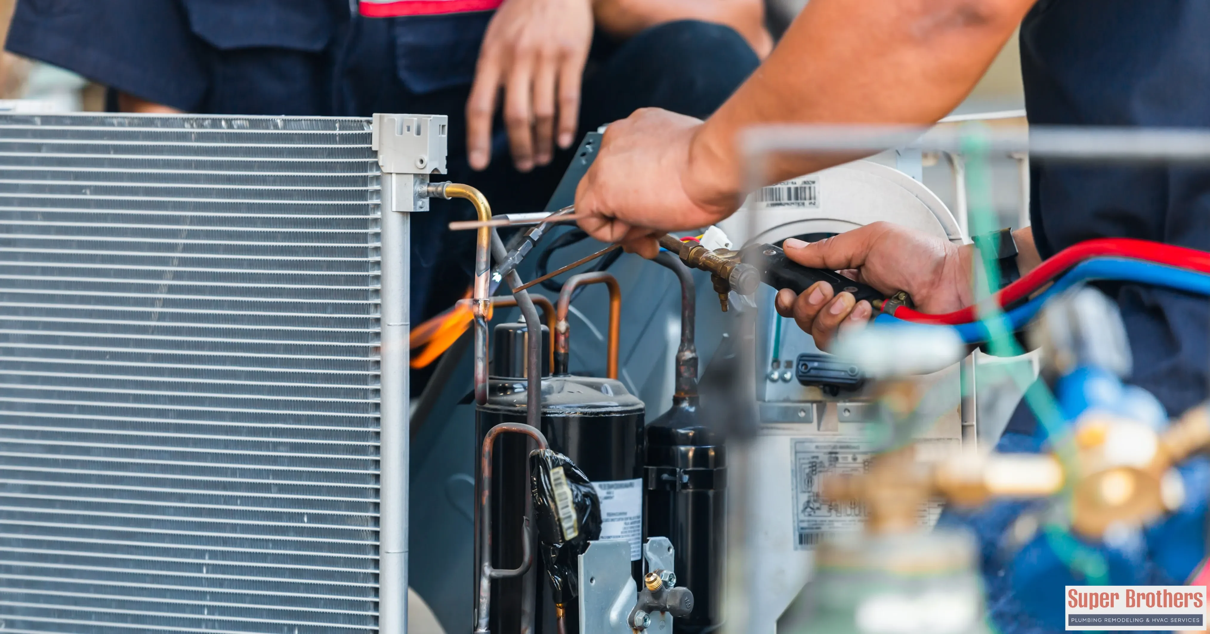 HVAC technician checking a home heating and air conditioning system