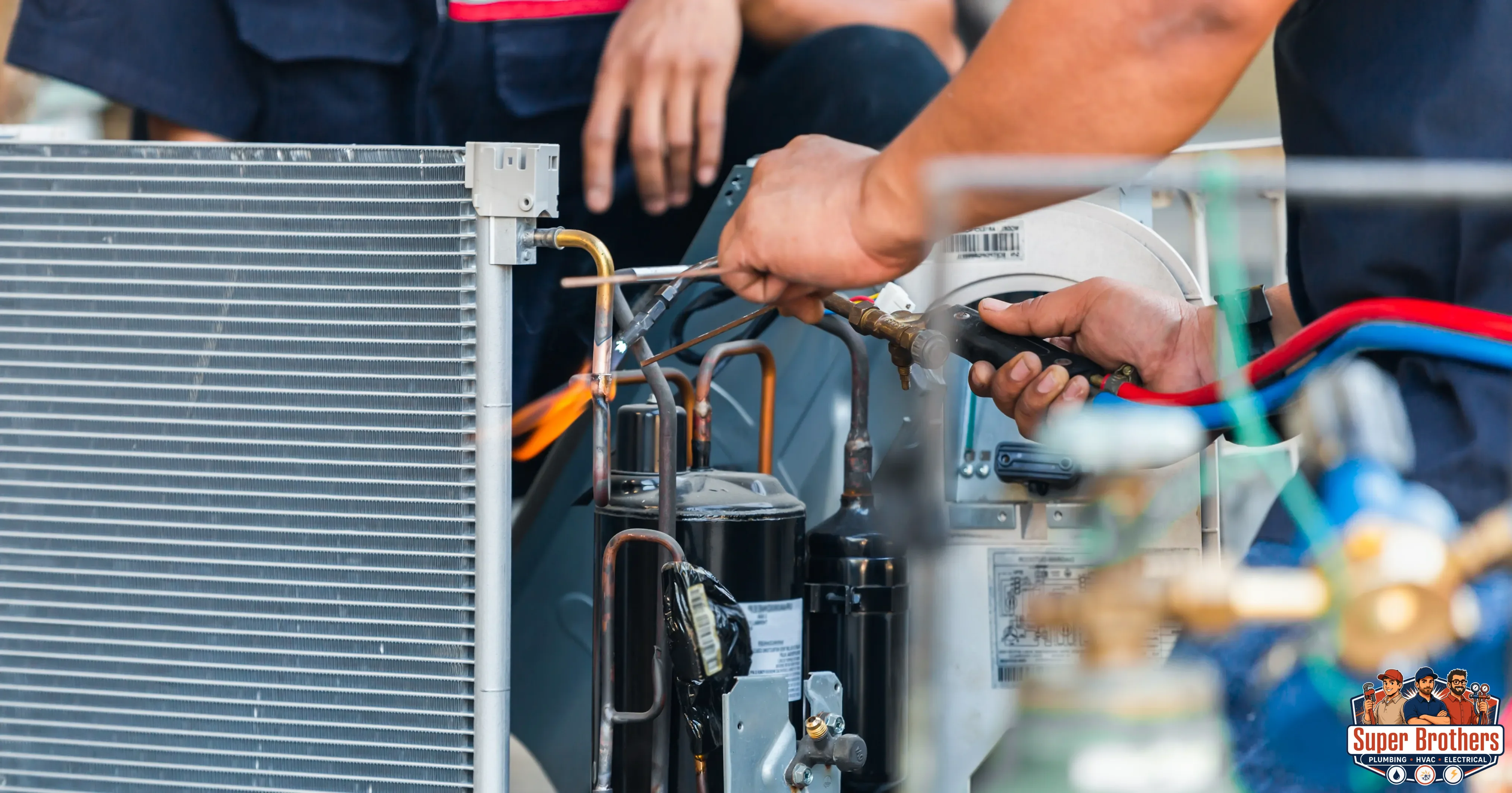 HVAC technician checking a home heating and air conditioning system