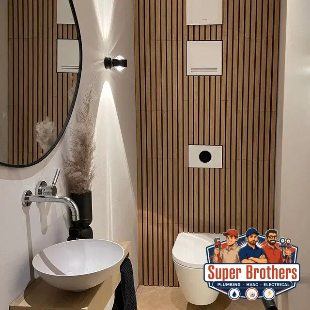 Plumber checking a toilet in a Sacramento bathroom