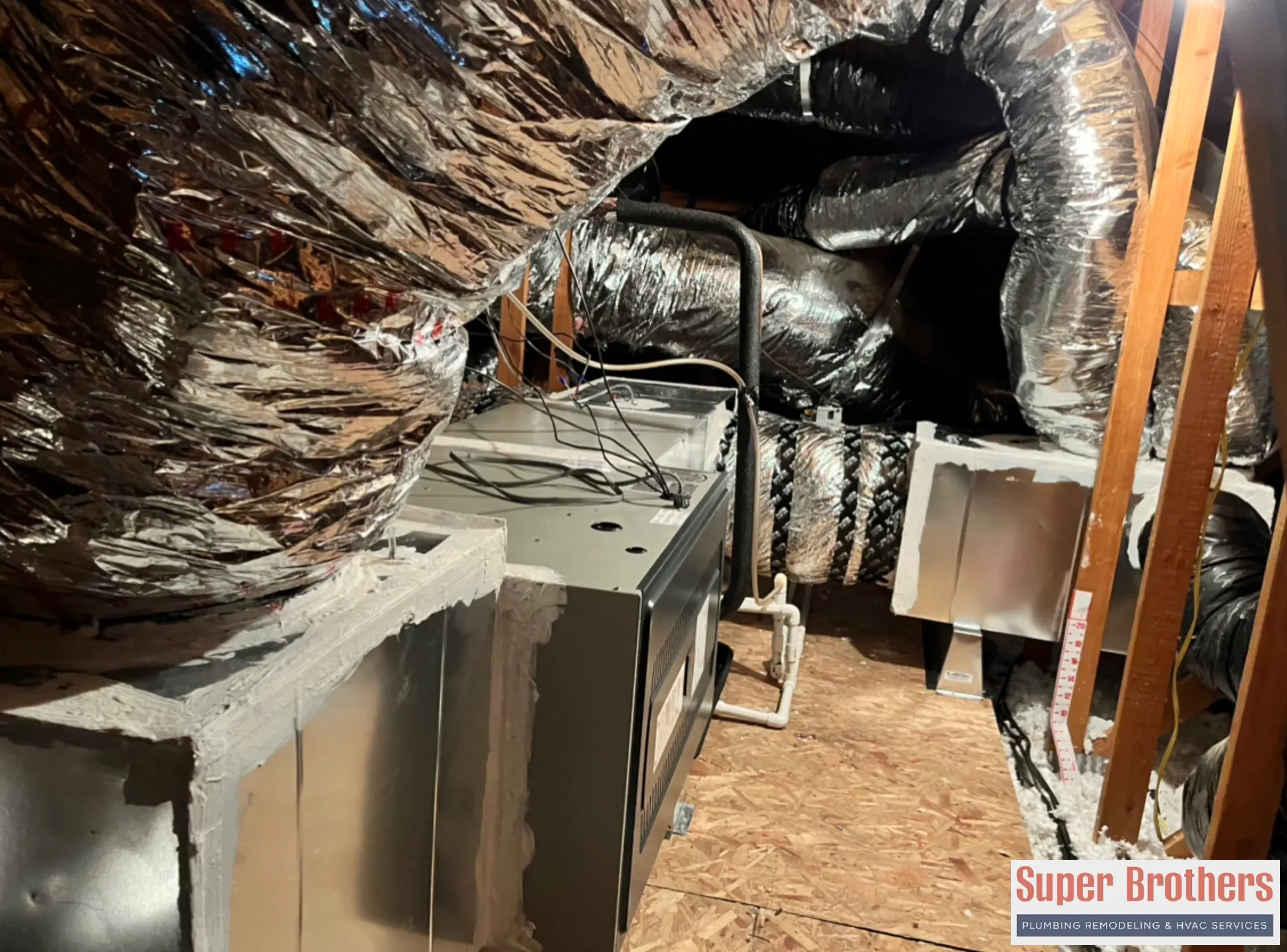 Ductwork for a new home HVAC installation in Northern California