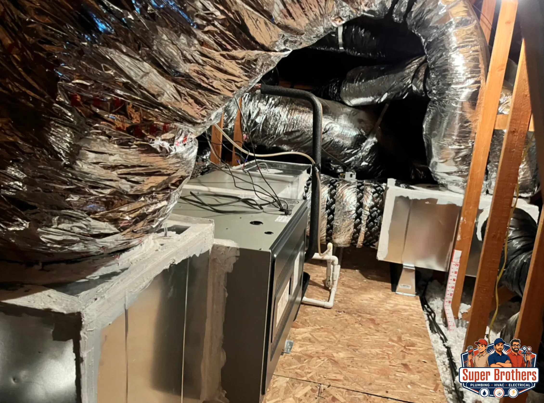 Ductwork for a new home HVAC installation in Northern California