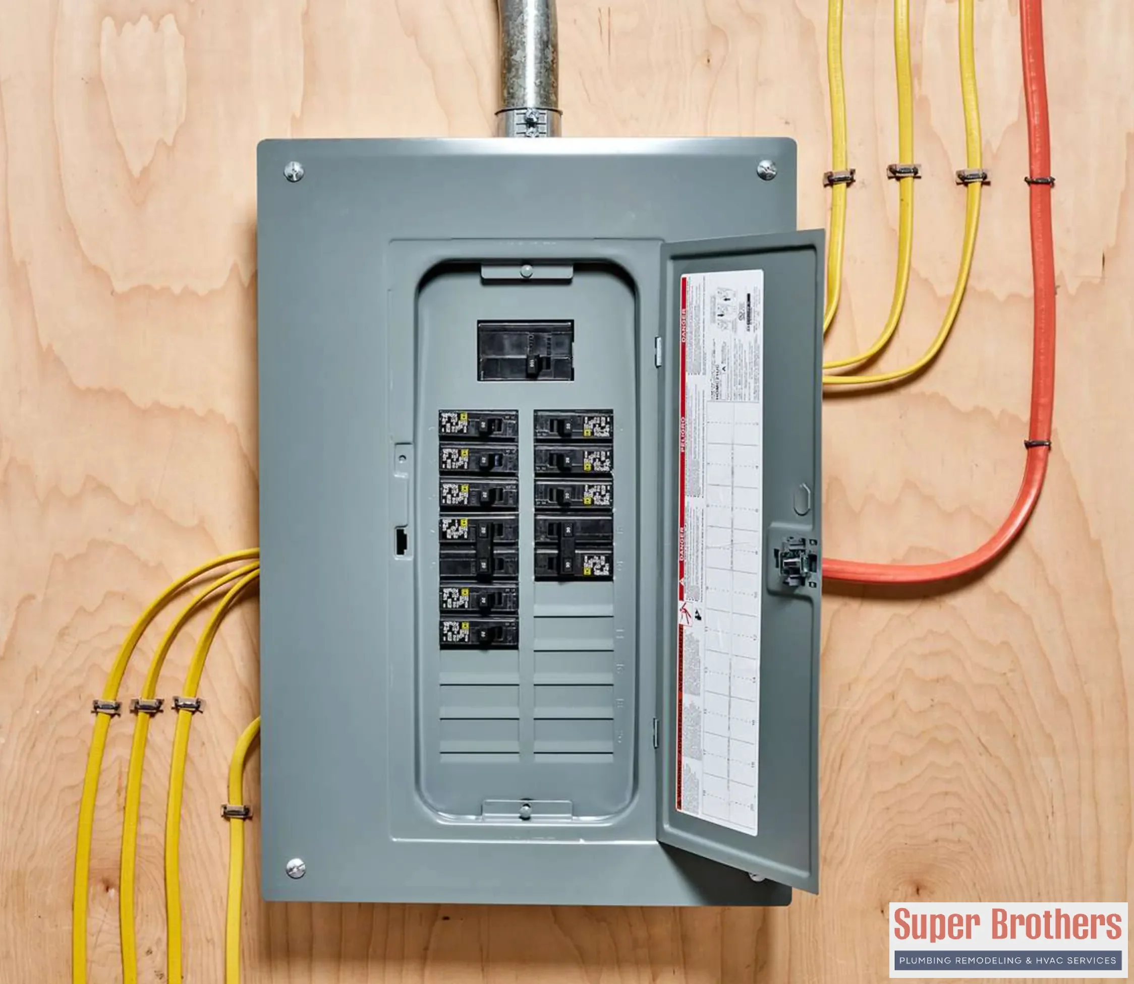 Upgraded modern electrical panel installed in a Sacramento garage