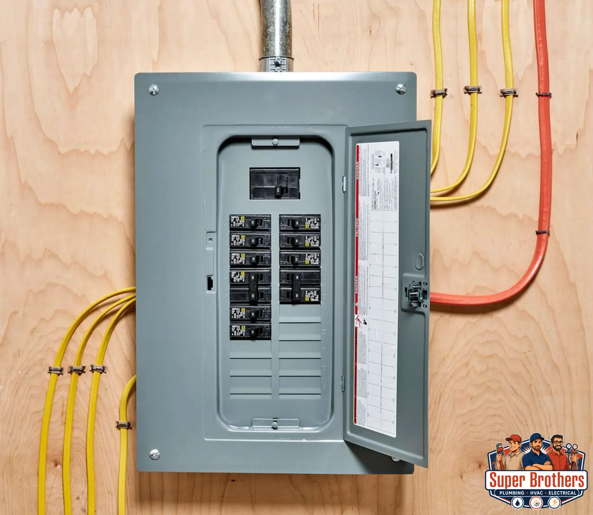 Upgraded modern electrical panel installed in a Sacramento garage