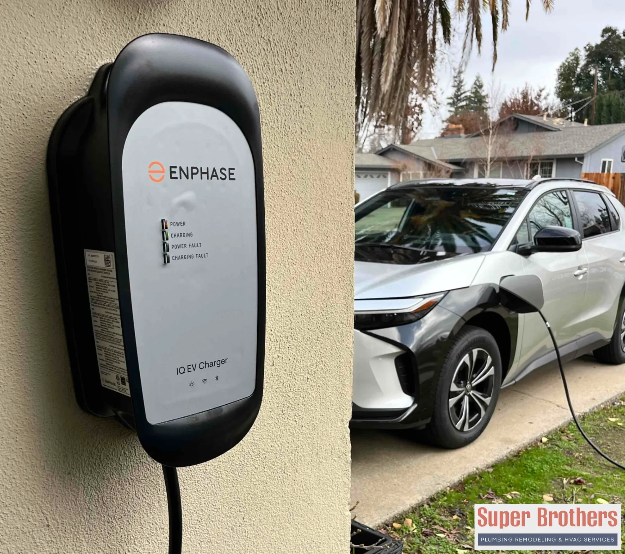 EV charger installed on a Sacramento home garage wall