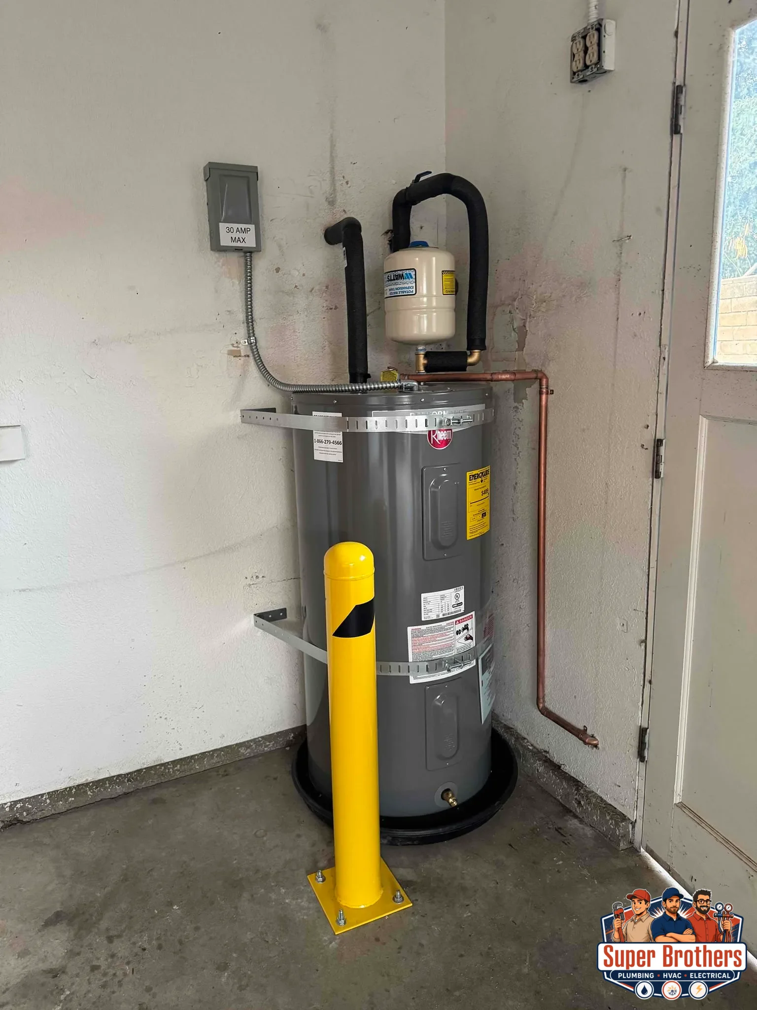 water heater by the wall