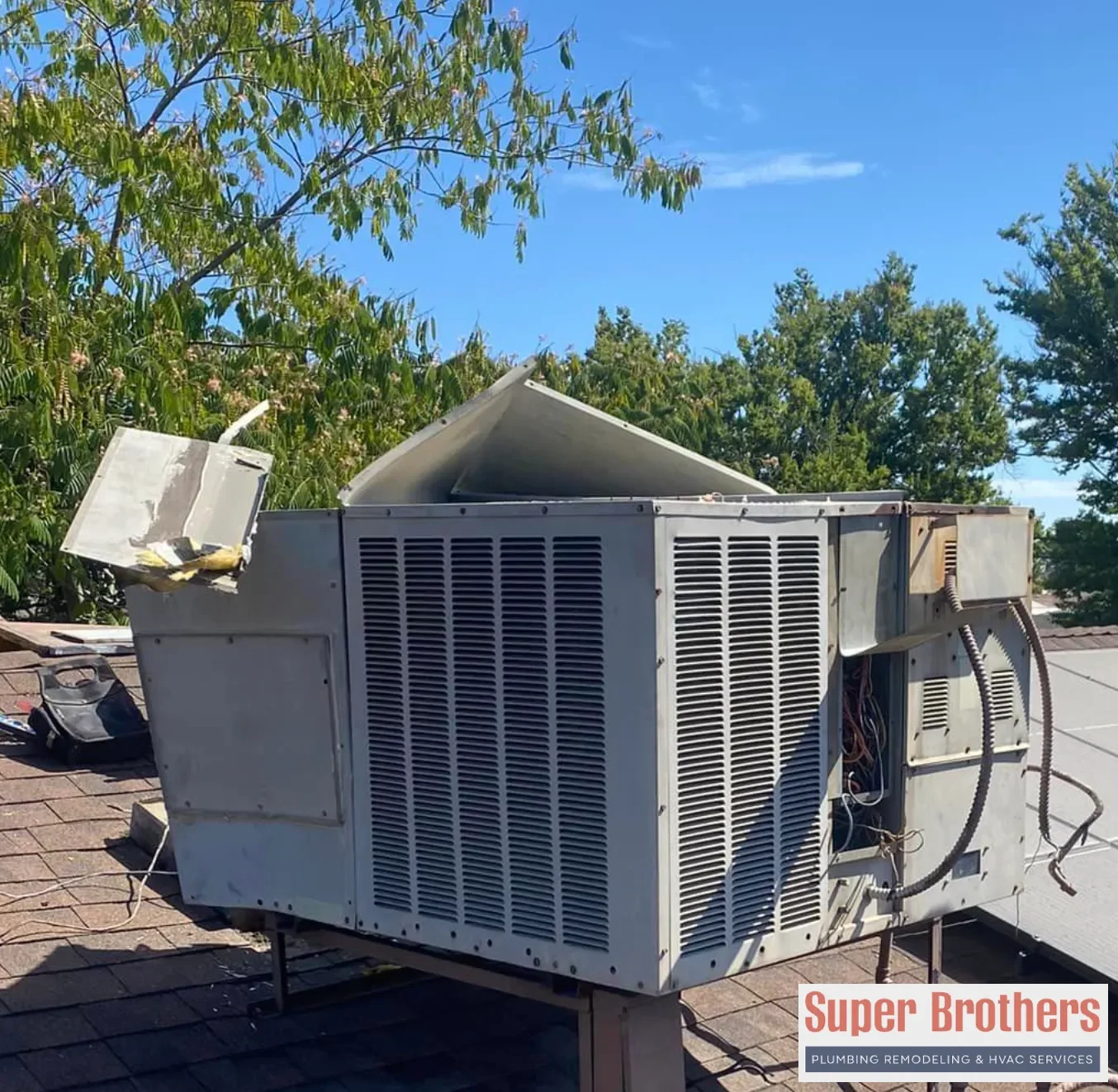 broken rooftop broken air unit