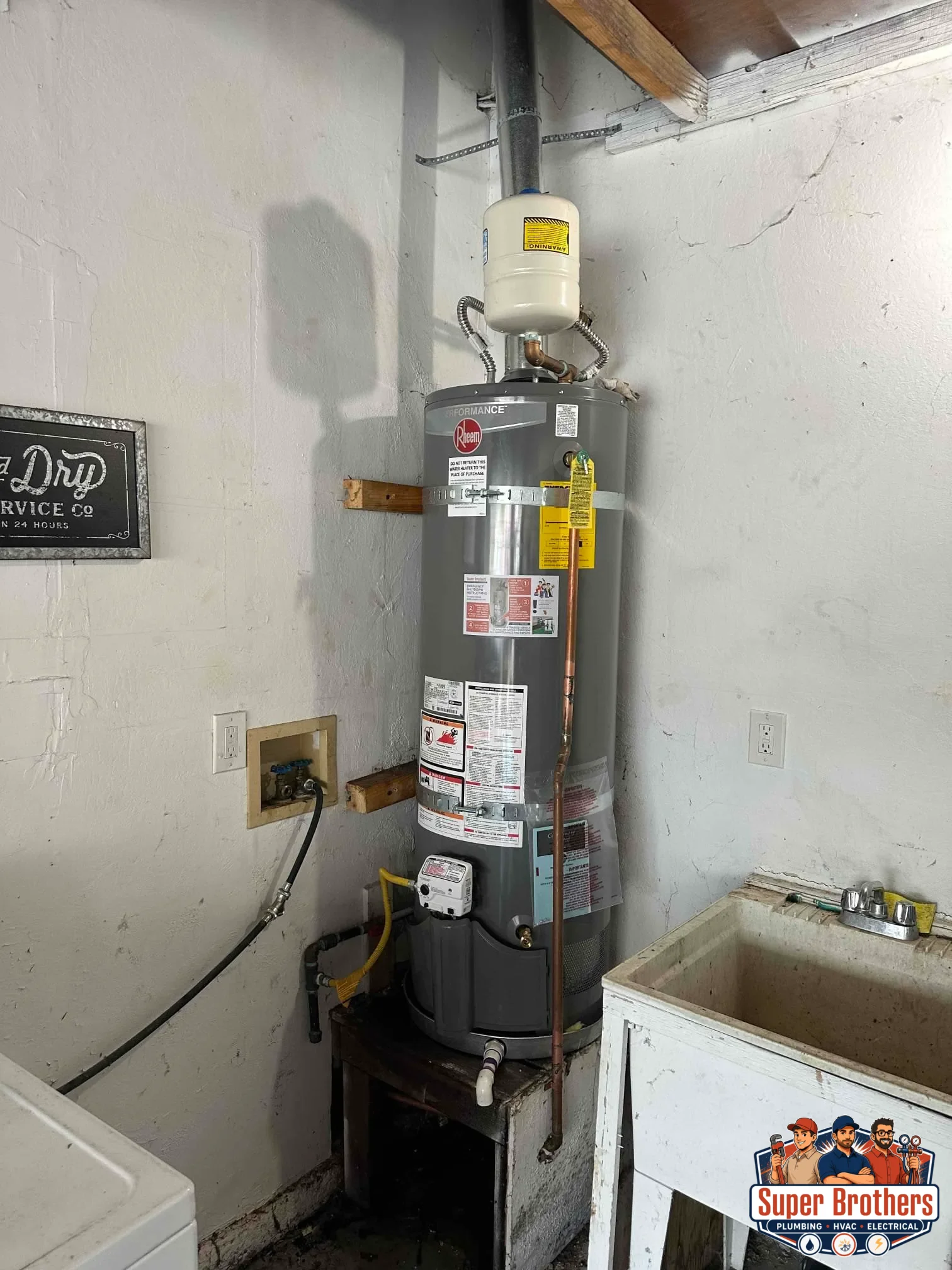 Garage water heater installation