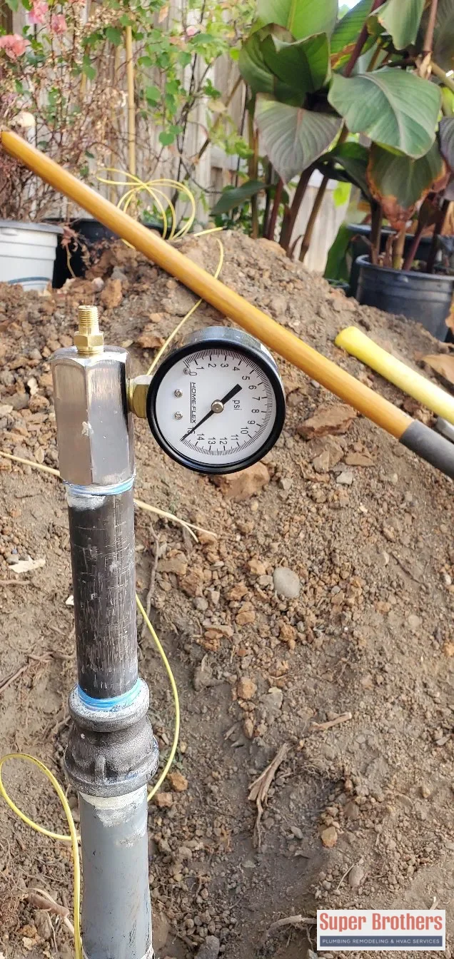 Licensed technician testing a new propane gas line in Sacramento