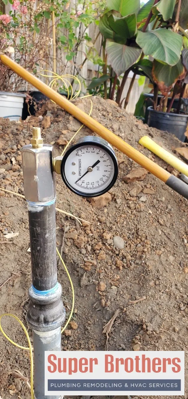 Licensed technician testing a new propane gas line in Sacramento
