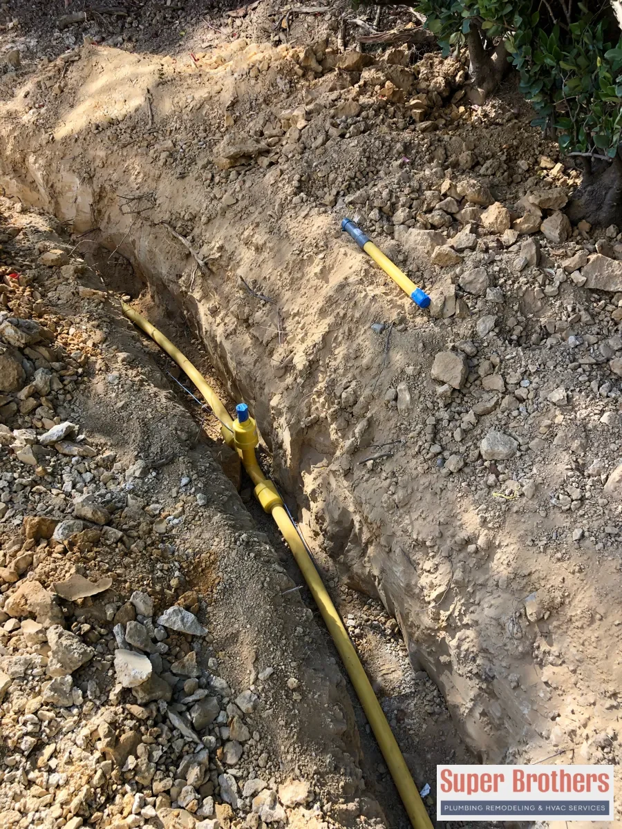 Underground propane line trenching at a Bay Area home