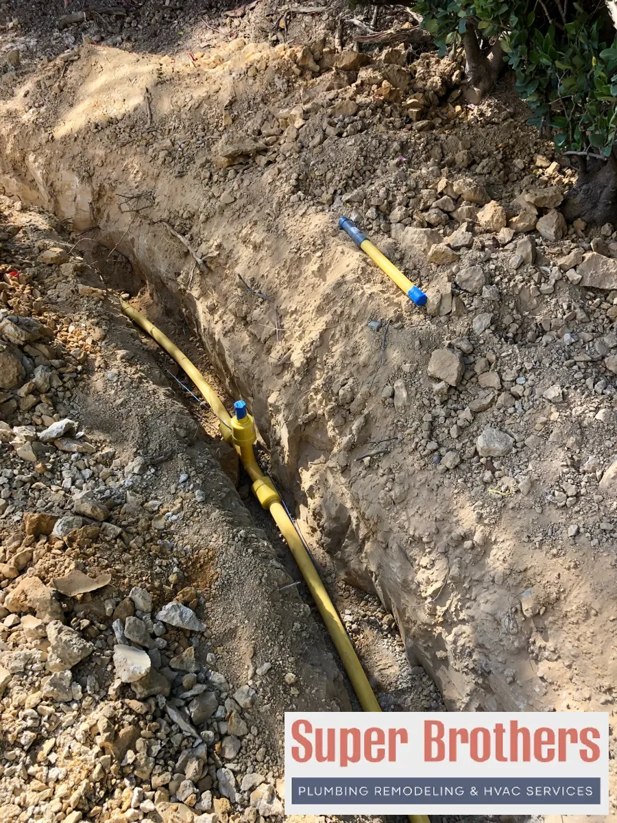 Underground propane line trenching at a Bay Area home
