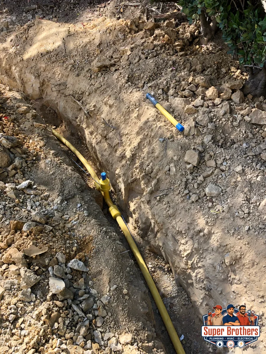 Underground propane line trenching at a Bay Area home