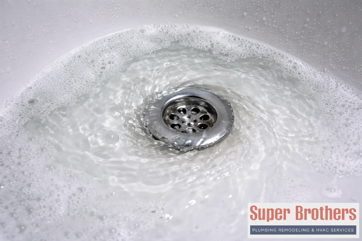 Bathtub with slow draining water around the drain