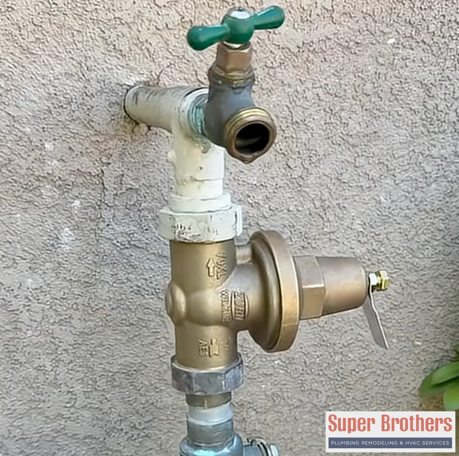 Pressure reducing valve installed on a home's main water line in San Jose