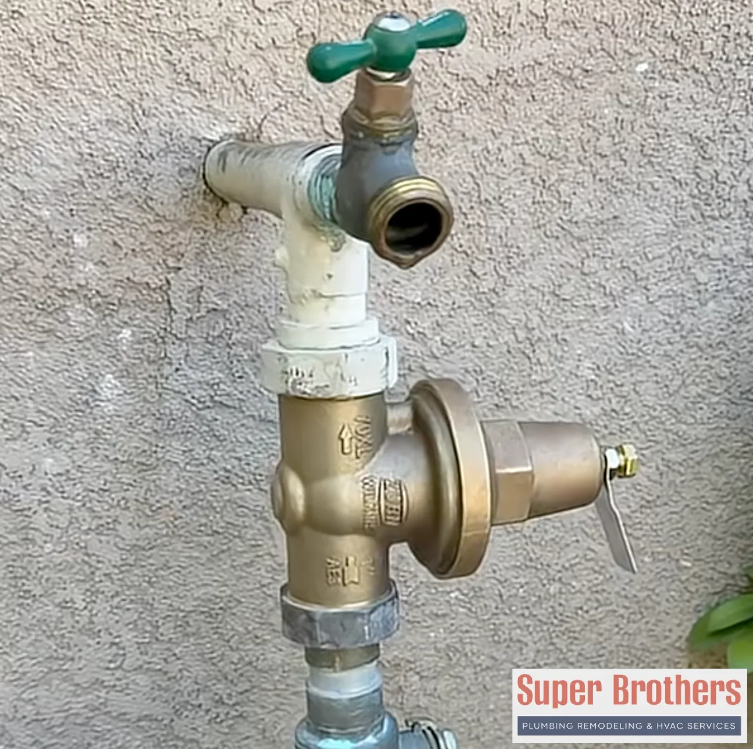 Pressure reducing valve installed on a home's main water line in San Jose