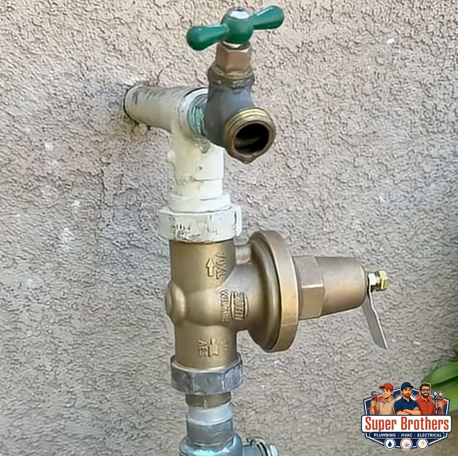 Pressure reducing valve installed on a home's main water line in San Jose