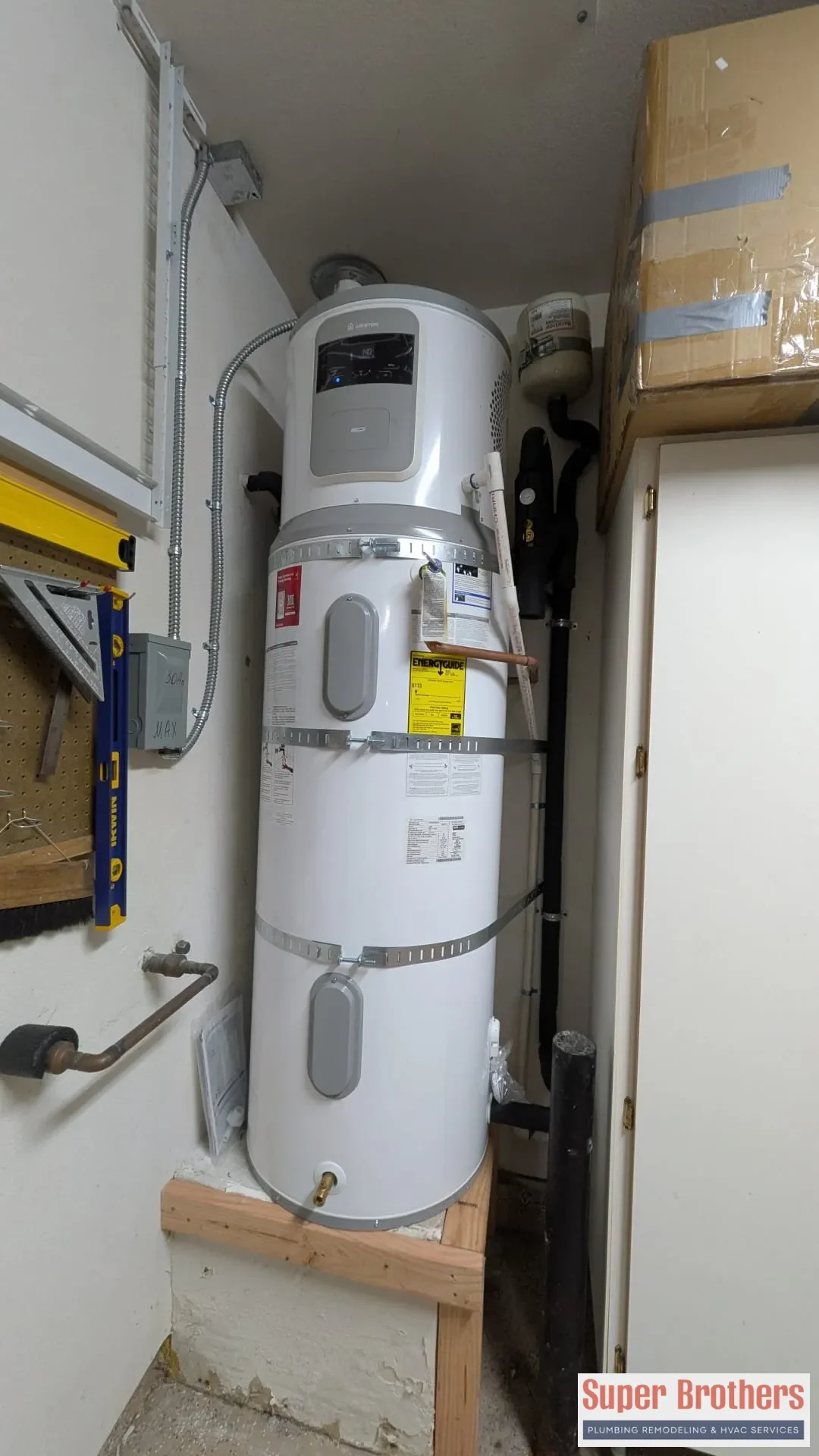 heat pump installed and strapped