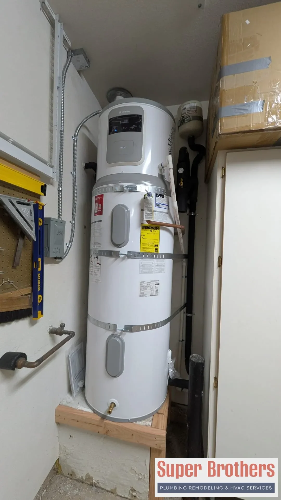 heat pump installed and strapped