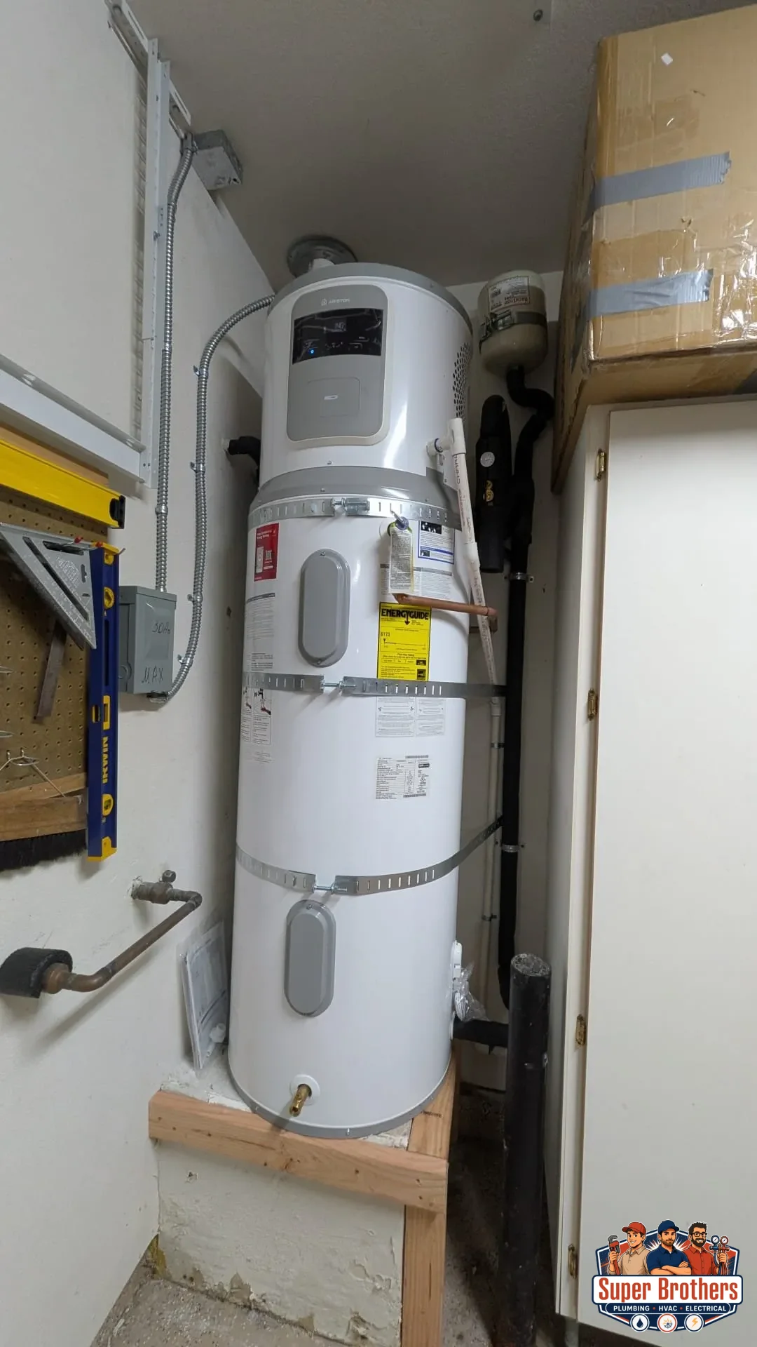 heat pump installed and strapped