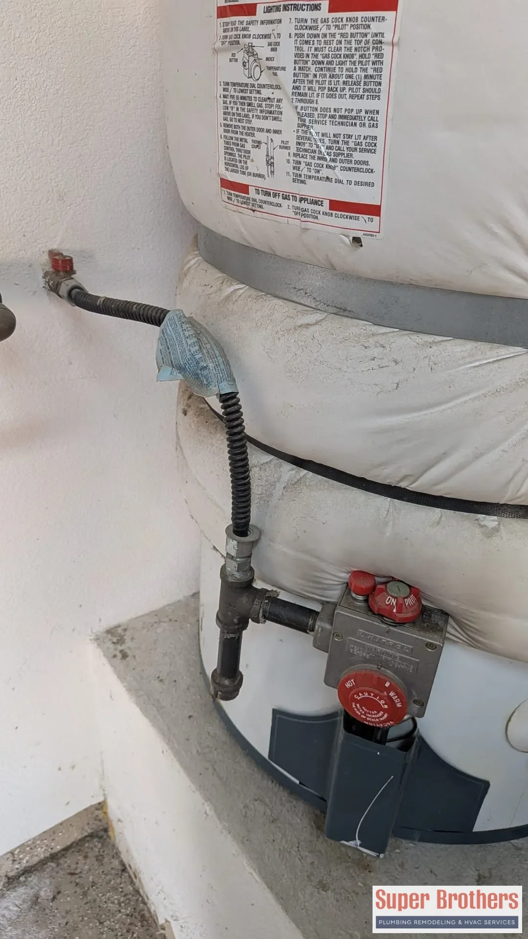 water heater gas line connection
