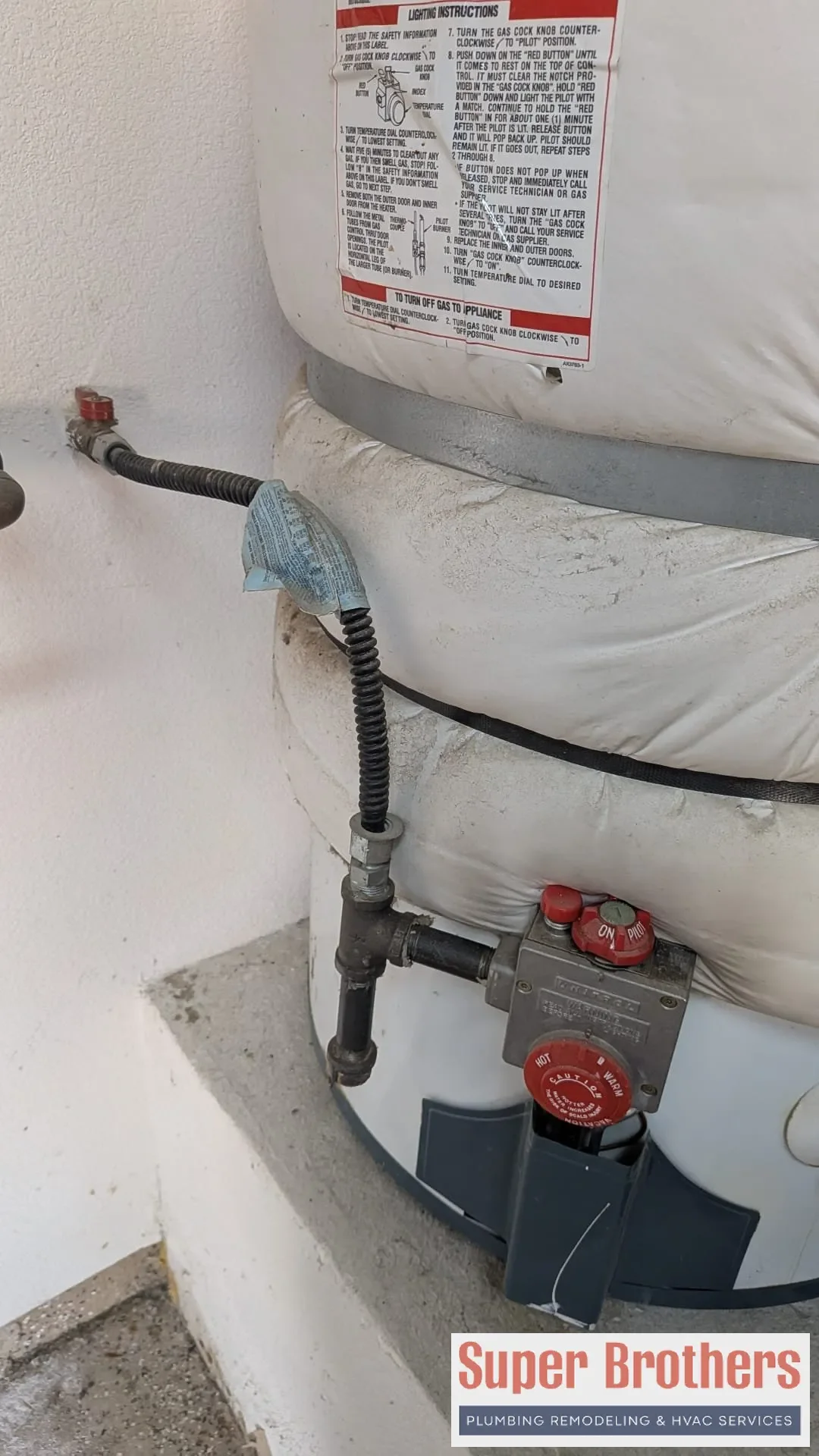 water heater gas line connection