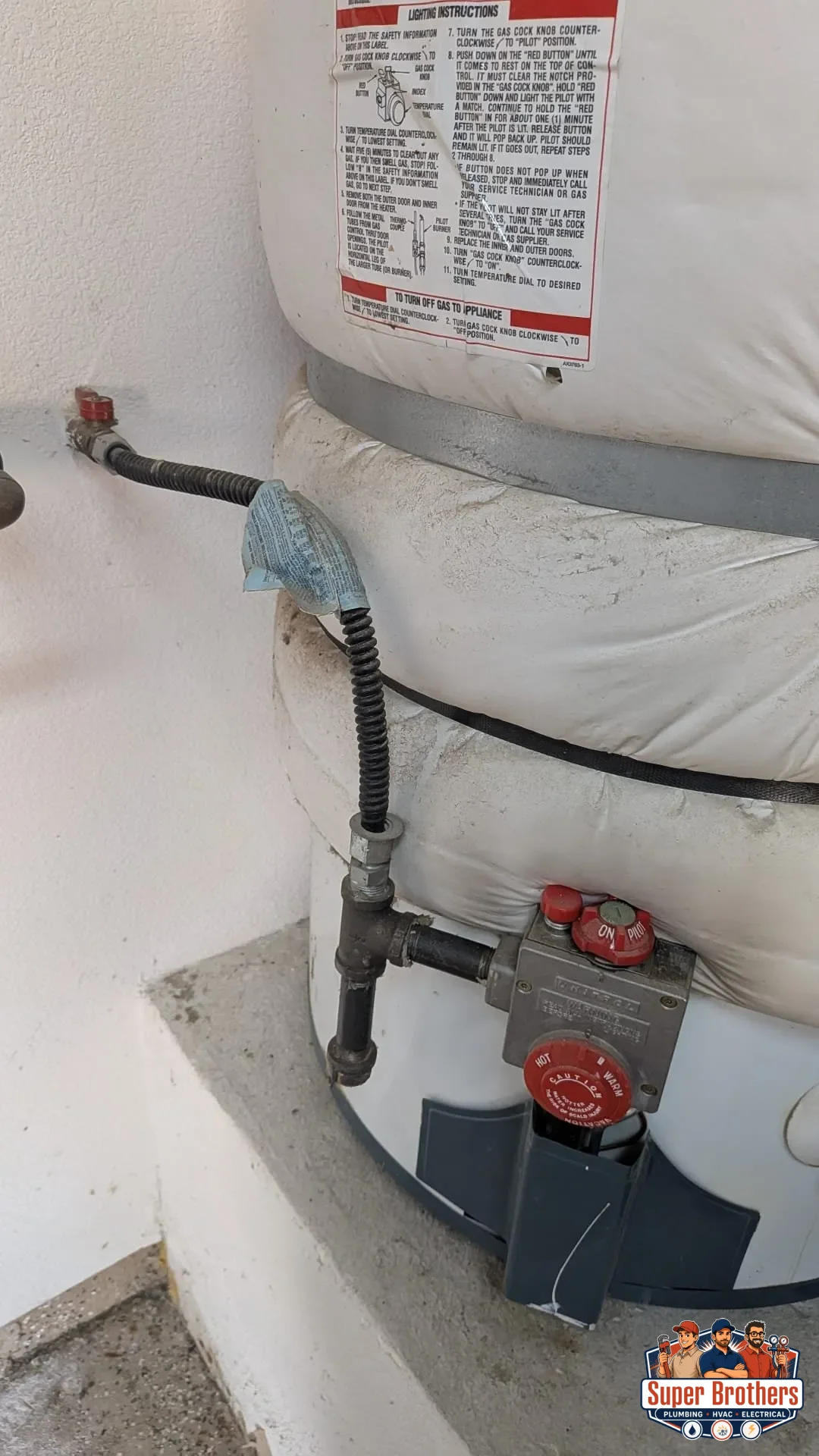 water heater gas line connection