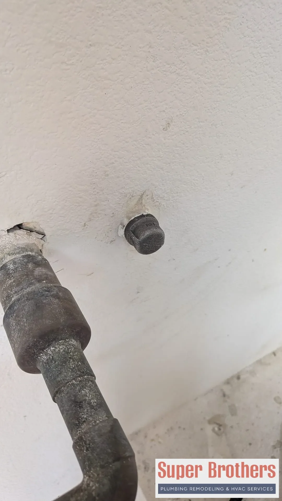 water heater gas line connection capped off in prep for heat pump installation