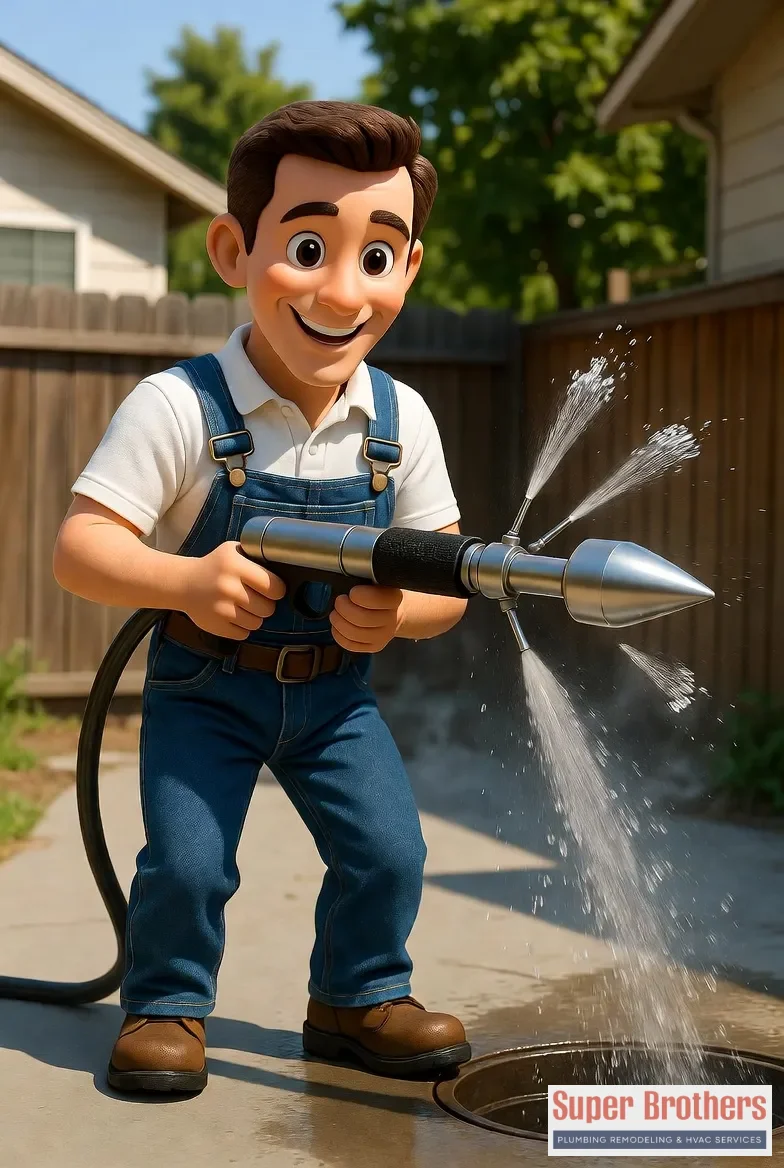 Sacramento plumber performing hydro-jetting on a residential sewer line in a Midtown home