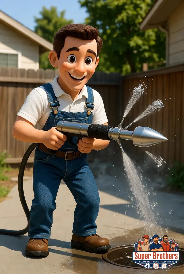Sacramento plumber performing hydro-jetting on a residential sewer line in a Midtown home