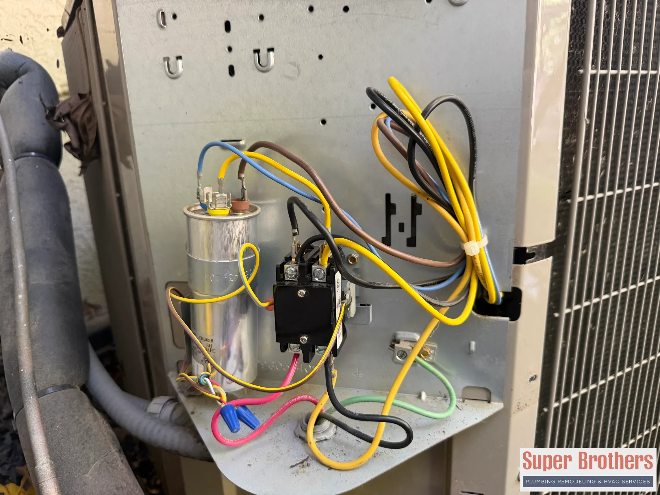 open condenser electrical panel during El Dorado Hills HVAC contactor repair open condenser electrical panel during El Dorado Hills HVAC contactor repair