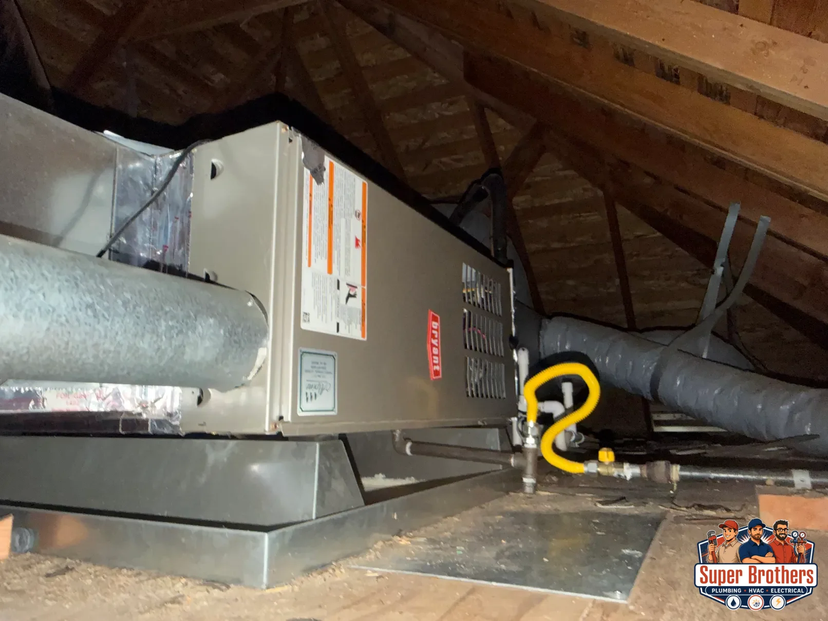 attic furnace connected to cooling system during El Dorado Hills HVAC service attic furnace connected to cooling system during El Dorado Hills HVAC service