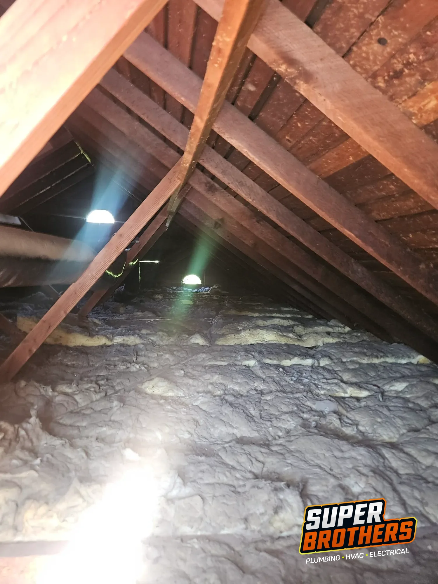 attic insulation and duct access area checked during AC tune up attic insulation and duct access area checked during AC tune up