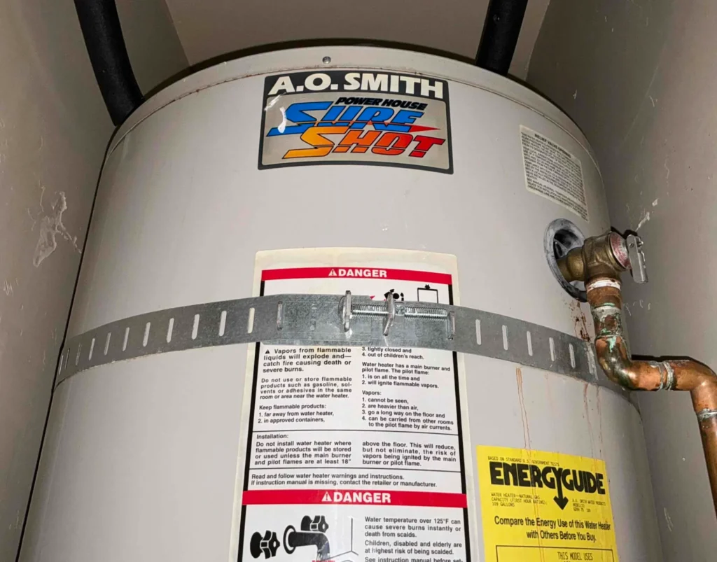 Gas tankless water heater prior to tankless replacement