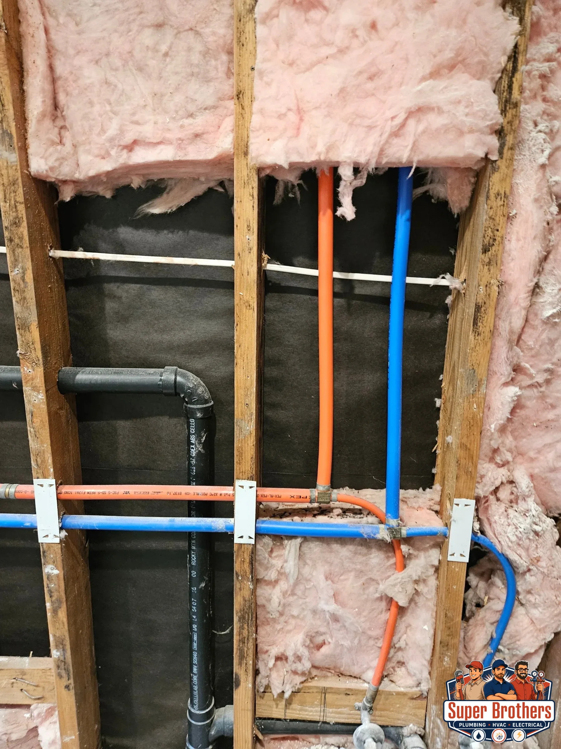 Modern PEX water supply pipes used to replace galvanized plumbing